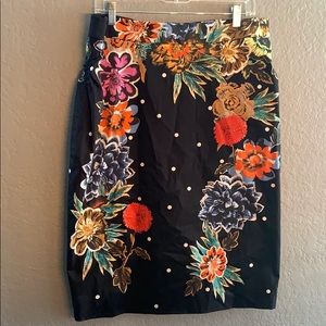 Anthropologie floral and polkdot skirt
